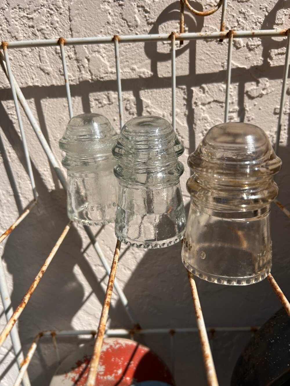 Set of 3 Vintage Hemmingray 9 Glass Insulators Clear Straw